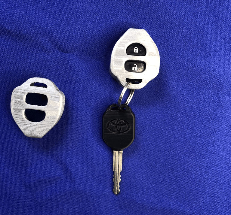 Front view of a replacement 3D printed keyfob holder